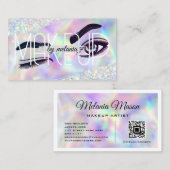 Holografische Glitter Qr-code Makeup Artist Lushes Visitekaartje (Voorkant / Achterkant)