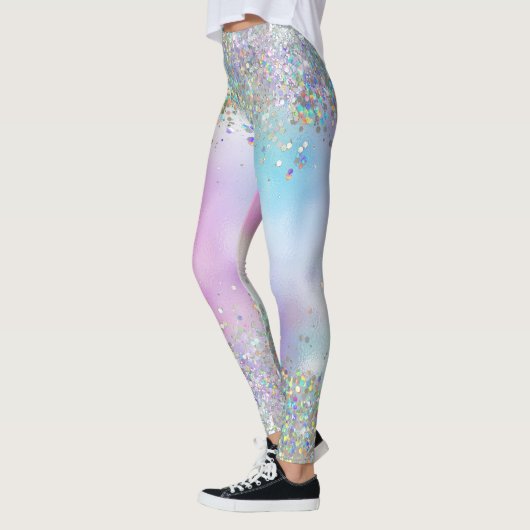 Holografische Glitter Rainbow Pastels Leggings (Links)