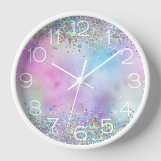 Holografische Glitter Regenboog Pastels Monogram (Voorkant)