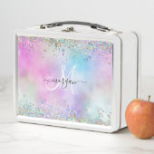 Holografische Glitter Regenboog Pastels Monogram (In situ)