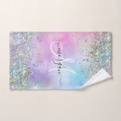Holografische Glitter Regenboog Pastels Monogram Bad Handdoek (Handdoek)