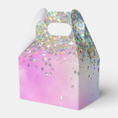 Holografische Glitter Regenboog Pastels Monogram Bedankdoosjes (Achterkant)