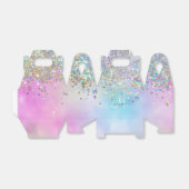 Holografische Glitter Regenboog Pastels Monogram Bedankdoosjes (Uitgevouwen)