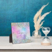 Holografische Glitter Regenboog Pastels Monogram Fotoplaat (Insitu)