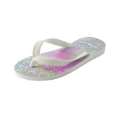 Holografische Glitter Regenboog Pastels Monogram Kinder Teenslippers (Schuin)