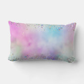 Holografische Glitter Regenboog Pastels Monogram Kussen (Achterkant)