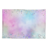 Holografische Glitter Regenboog Pastels Monogram Kussensloop (Achterkant)
