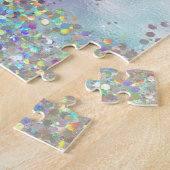 Holografische Glitter Regenboog Pastels Monogram Legpuzzel (Zijkant)