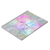 Holografische Glitter Regenboog Pastels Monogram Notitieboek (Linkerzijde)