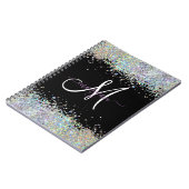 Holografische Glitter Regenboog Pastels Monogram Notitieboek (Linkerzijde)