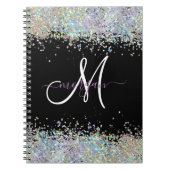 Holografische Glitter Regenboog Pastels Monogram Notitieboek (Voorkant)