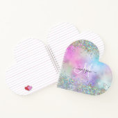 Holografische Glitter Regenboog Pastels Monogram Notitieboek (Binnen)