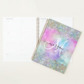 Holografische Glitter Regenboog Pastels Monogram Planner (Display)