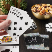 Holografische Glitter Regenboog Pastels Monogram Pokerkaarten (Insitu)