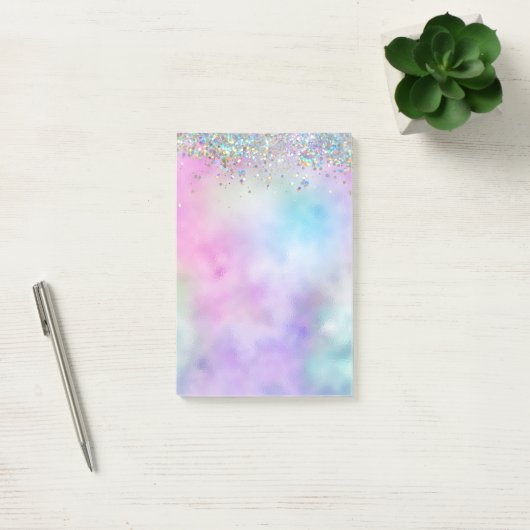 Holografische Glitter Regenboog Pastels Monogram Post-it® Notes (Kantoor)