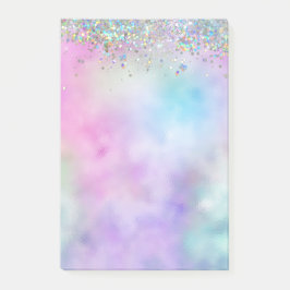 Holografische Glitter Regenboog Pastels Monogram Post-it® Notes