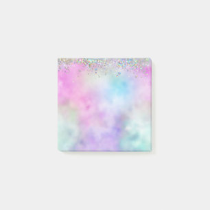Holografische Glitter Regenboog Pastels Monogram Post-it® Notes
