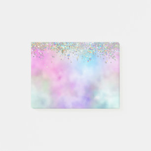 Holografische Glitter Regenboog Pastels Monogram Post-it® Notes