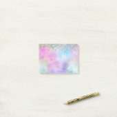 Holografische Glitter Regenboog Pastels Monogram Post-it® Notes (Op bureau)