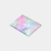 Holografische Glitter Regenboog Pastels Monogram Post-it® Notes (Schuin)