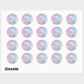 Holografische Glitter Regenboog Pastels Monogram Ronde Sticker (Vel)
