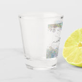 Holografische Glitter Regenboog Pastels Monogram Shot Glas (Links)