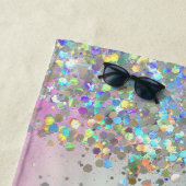 Holografische Glitter Regenboog Pastels Monogram Strandlaken (In situ)