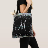 Holografische Glitter Regenboog Pastels Monogram Tote Bag (Dichtbij)