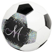 Holografische Glitter Regenboog Pastels Monogram Voetbal (Drie kwart)
