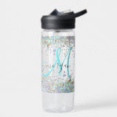 Holografische Glitter Regenboog Pastels Monogram Waterfles (Links)