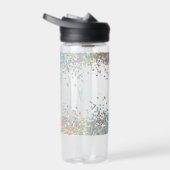 Holografische Glitter Regenboog Pastels Monogram Waterfles (Rechts)