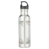 Holografische Glitter Regenboog Pastels Monogram Waterfles (Achterkant)