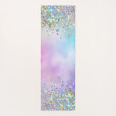 Holografische Glitter Regenboog Pastels Monogram Yogamat (Achterkant)