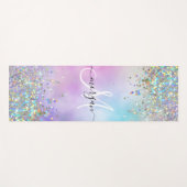 Holografische Glitter Regenboog Pastels Monogram Yogamat (Voorkant (horizontaal))