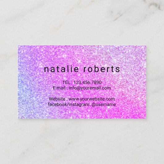 Holografische Glitter Script Typografie Hair Styli Visitekaartje (Achterkant)