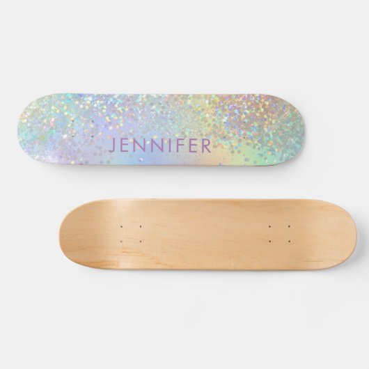 Holografische Glitter Sparkles Girly Persoonlijk Skateboard (Horizontaal)