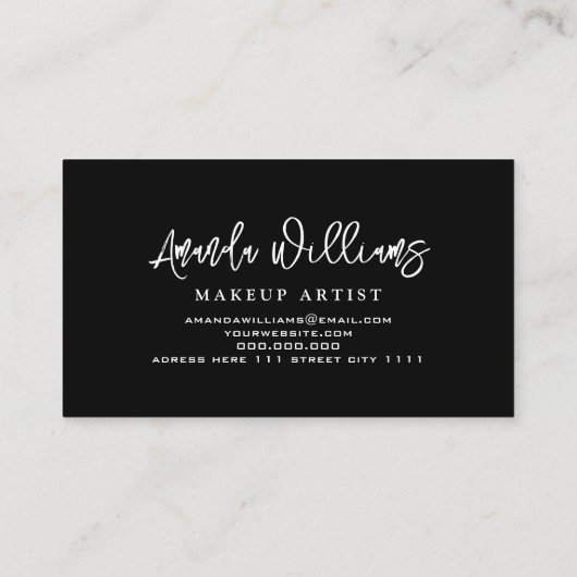 Holografische Glitter Sparkles Lips Uniek Zwart Visitekaartje (Achterkant)