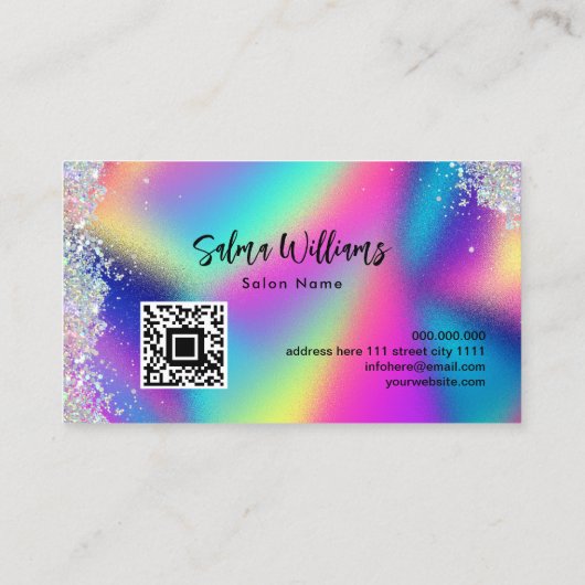 Holografische Glitter Technicus Nails Salon Visitekaartje (Achterkant)