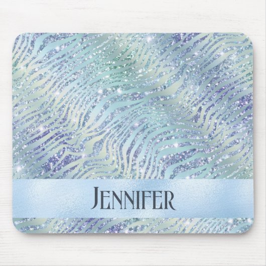 Holografische glitter zebraprint muismat (Voorkant)