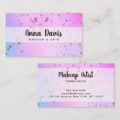 Holografische gouden confetti stippen make-up & ha visitekaartje (Voorkant / Achterkant)