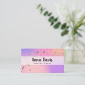 Holografische gouden confetti stippen make-up & ha visitekaartje (Staand voorkant)