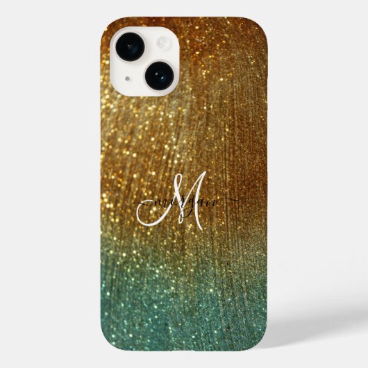 Holografische gouden glitter gepersonaliseerd Case-Mate iPhone case (Achterkant)