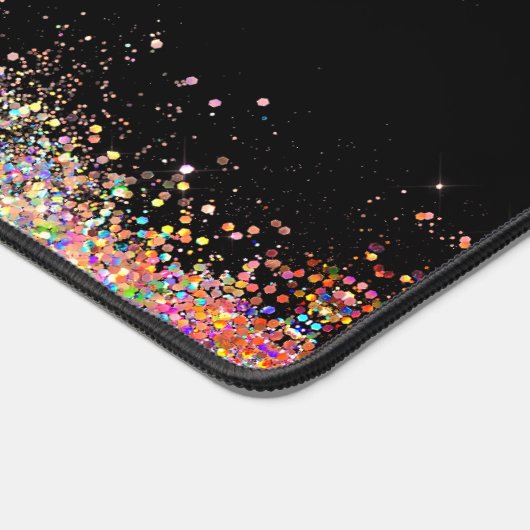 Holografische Gouden Glitter Monogram Zwart Sparkl Bureaumat (Hoek)