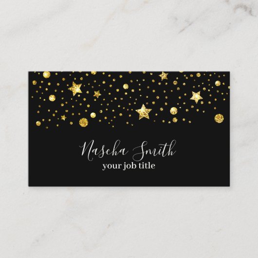 Holografische gouden glitter sterren Confetti Visitekaartje (Voorkant)