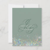 Holografische goudmunt glitter initialen bruiloft kaart (Achterkant)
