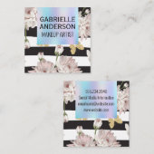 Holografische Gradiënt | Bloemen en Vlinders Vierkante Visitekaartje (Voorkant / Achterkant)