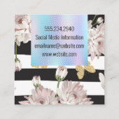 Holografische Gradiënt | Bloemen en Vlinders Vierkante Visitekaartje (Achterkant)