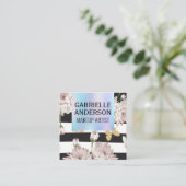 Holografische Gradiënt | Bloemen en Vlinders Vierkante Visitekaartje (Staand voorkant)