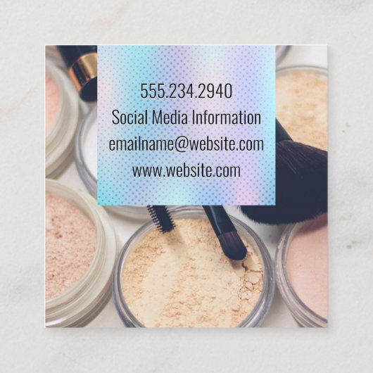 Holografische Gradient | Make-uppalet en -kwasten Vierkante Visitekaartje (Achterkant)