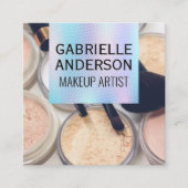 Holografische Gradient | Make-uppalet en -kwasten Vierkante Visitekaartje (Voorkant)